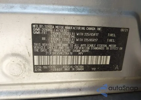 2021 Toyota Rav4 Le z USA, uszkodzony, nr VIN 2T3F1RFV5MC236418